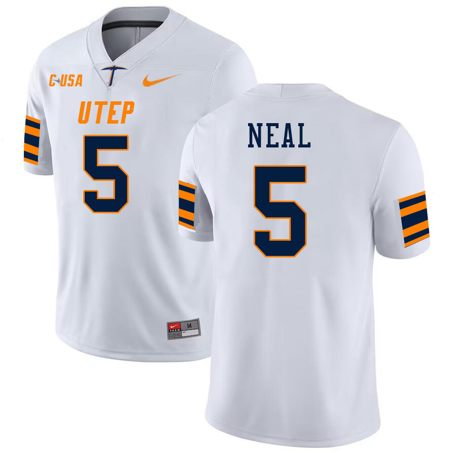 Men-Youth #5 James Neal UTEP Miners 2023 College Football Jerseys Stitched-White